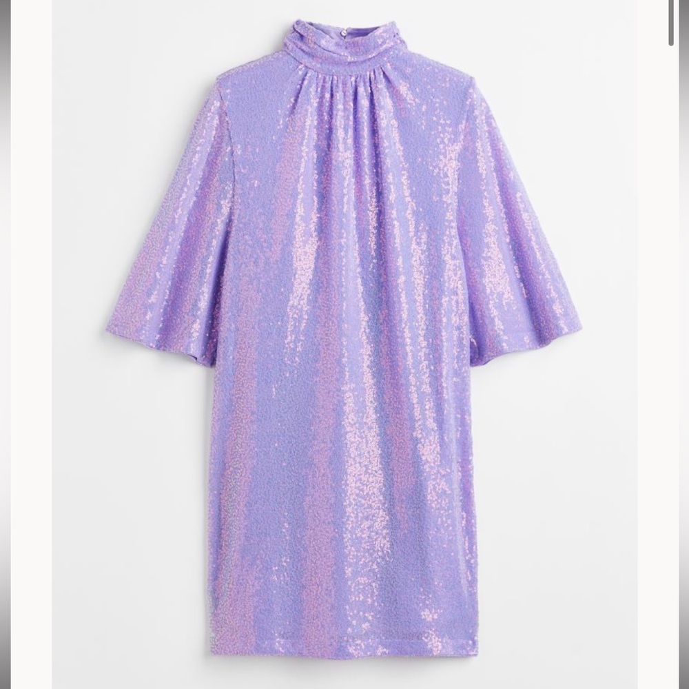 H&M Lavender Sequin Mini Dress with Cut Out Back